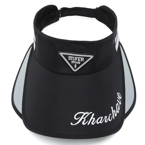 Unisex black sun visor hat with silver triangle logo and adjustable velcro strap