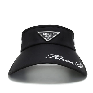 Men's summer black visor hat with sun protection and stylish metal triangle logo