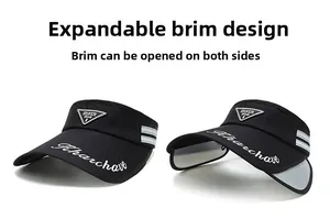 Detail of adjustable sun visor hat with retractable side brims for extra shade coverage