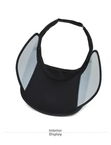 Interior view of black sun visor hat showing breathable lining and adjustable strap
