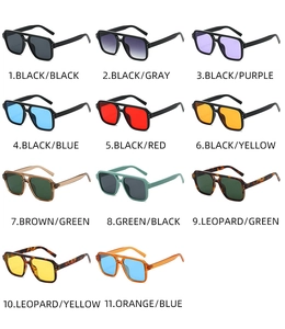 Collection of 11 stylish square aviator sunglasses in various frame colors and lens tints