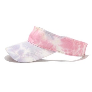 Women Sun Visor Hat Colorful Tie Dye Cotton Canvas Breathable Summer Outdoor Beach Sports Adjustable Empty Top Cap
