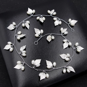 Handmade Bridal Hair Vine Headband Alloy Leaf Artificial Pearl Wedding Party Hair Accessories Women Baroque Style