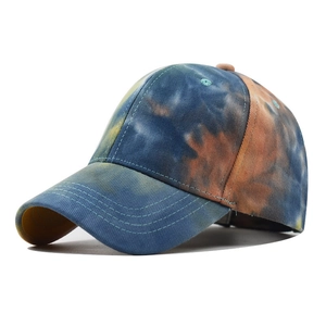 Tie Dye Baseball Cap Washed Distressed Cotton Adjustable Outdoor Unisex Hip Hop Streetwear Retro Sun Protection Hat