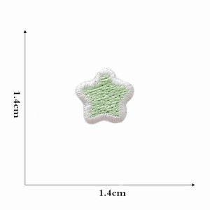 Green star shaped embroidery patch with white border 1.4cm small self adhesive iron on