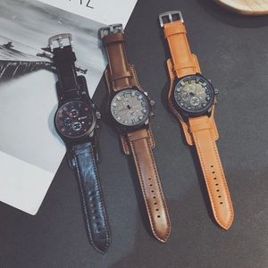 KTEVI large dial military sports watches with wide leather straps in three colors