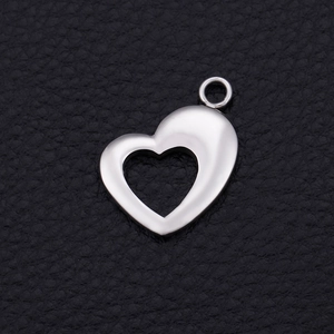 Minimalist silver stainless steel hollow heart pendant necklace with polished finish