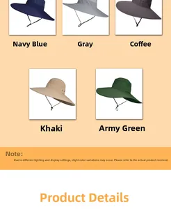 Waterproof wide brim sun hats for men in navy, grey, coffee, khaki and army green colors