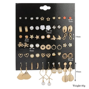 Detailed view of 30 pairs crystal stud earrings set with sizes from 5mm to 40mm