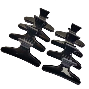 Set di sei mollette per capelli a farfalla nere da 8 cm per acconciature e salone