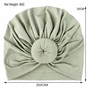 Turbante para bebé verde claro con nudo de dónut, punto elástico, talla 20x20cm y peso de 40g