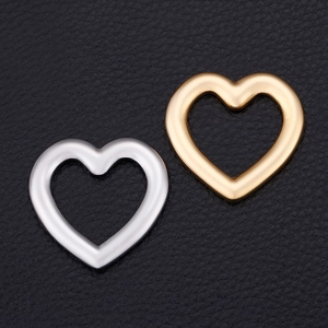 Polished gold and silver stainless steel hollow heart pendants for DIY jewelry