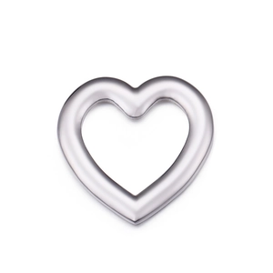 Polished silver stainless steel hollow heart-shaped charm pendant for DIY jewelry making