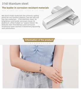 Detailed view of 316L stainless steel bracelet with clover heart charm on model