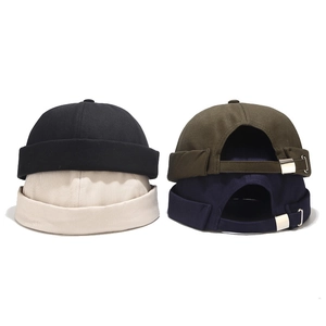 Classic cotton docker hats in multiple colors with adjustable metal buckle closure