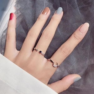 925 silver moon and blue star open ring set for women with sapphire zircon stones