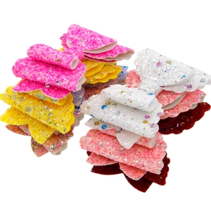 Barrettes nœuds à paillettes triple épaisseur pour filles en diverses couleurs vives