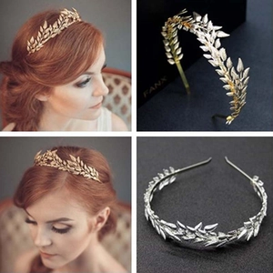 Bridal Headband Golden Silver Leaf Shape Greek Goddess Style Alloy Hair Hoop Wedding Party Accessories