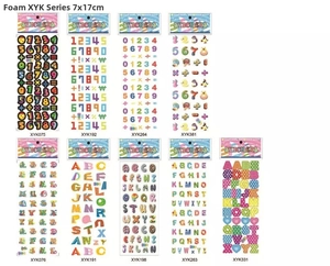 Selection of colorful 3D foam letter and number stickers for educational rewards