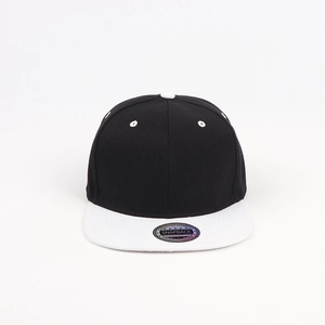 Detailed macro view of the two-tone flat brim baseball cap with twill fabric and air vents