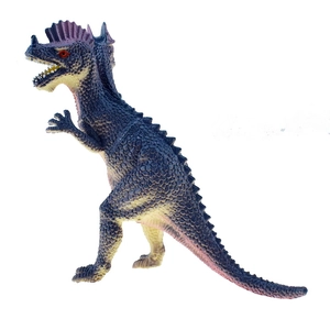 Detailansicht der Cryolophosaurus-Spielfigur mit lila Kamm und blauen Schuppen für Kinder