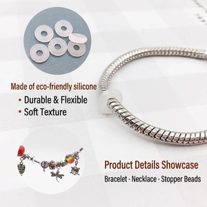 Adjustable DIY snake chain bracelet with eco-friendly silicone stoppers and alloy charms
