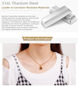 Detail showing 316L titanium steel gold necklace with purple zircon concentric pendant
