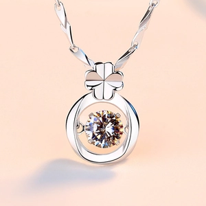 Collier trèfle à quatre feuilles en argent S999 avec zircon brillant pour femme