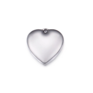 Polished silver stainless steel heart pendant charm for DIY jewelry making on white background