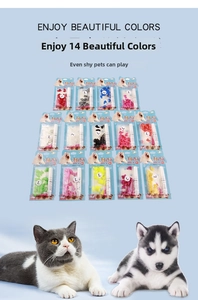 Selection of 14 colorful pet nail caps for cats and dogs with adhesive glue in L size