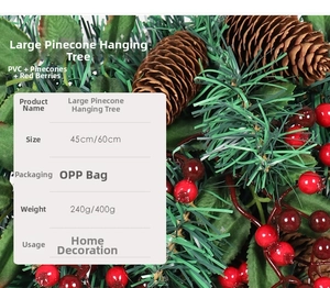 Details des Weihnachts-Pinienzapfen-Gestecks mit PVC-Nadeln und roten Beeren als Deko