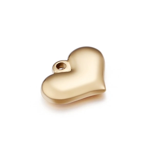 Polished gold heart charm pendant with hanging hole for DIY jewelry making and crafts