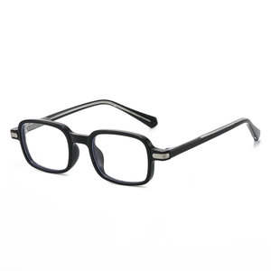 Classic black TR90 square frame glasses with blue light blocking lenses and metal hinges