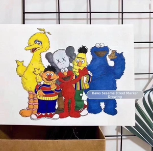 Artistic markers illustration featuring colorful cartoon characters on white cardstock