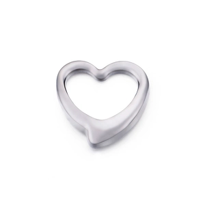 Polished silver hollow heart pendant accessory in minimalist stainless steel for DIY jewelry