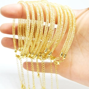 Golden mesh tube bracelet with adjustable extension chain and secure lobster clasp