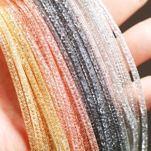 Braided mesh cord tubes in gold and silver for DIY jewelry and crystal necklaces