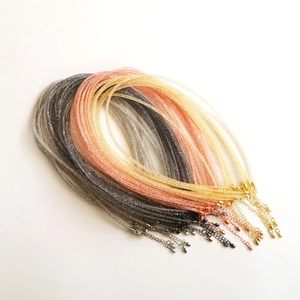 Sparkling crystal mesh necklaces with lobster clasps in silver, rose gold, and champagne