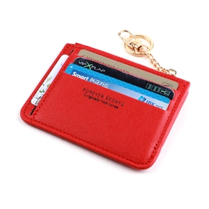 Damen Mini PU Leder Münzbörse Multifunktionaler Reißverschluss Kartenhalter Mit Schlüsselanhänger Koreanischer Stil Kleiner Geldbeutel