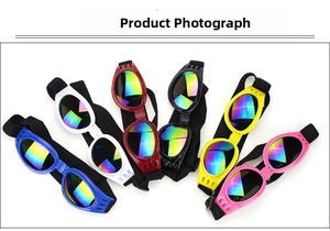 Detailed collection of foldable pet goggles in six vibrant colors for small and medium dogs