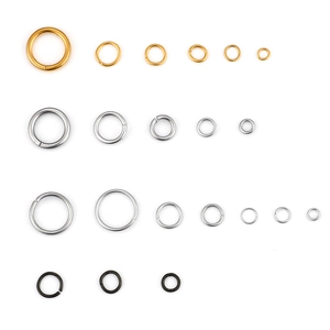Anellini aperti in acciaio al titanio color oro, argento e nero per gioielli fai da te