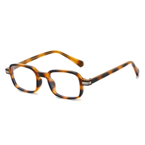Classic tortoise shell TR90 square eyeglass frames with elegant silver metal accents