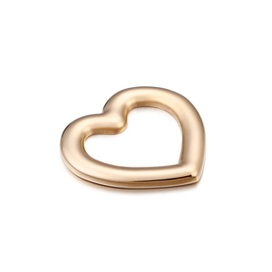 Minimalist gold stainless steel hollow heart pendant charm on a clean white background