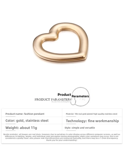 Detailed view of heart-shaped stainless steel pendant with 18K gold plated finish