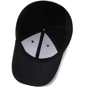 Classic black cotton canvas baseball cap with reinforced inner lining and stitching