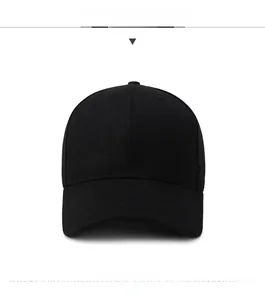 Front view detail of a minimalist black cotton baseball cap with twill texture