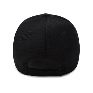 Detail view of cotton baseball cap back with adjustable velcro strap and top button