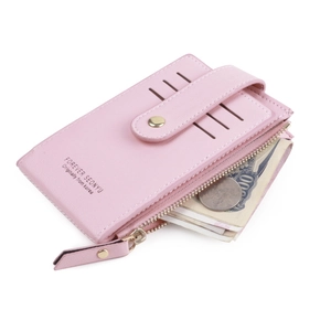 Koreanischer Stil Damen PU Leder Kartenhalter Minimalistisch Multifunktionale Münzbörse Mit Druckknopf Reißverschluss