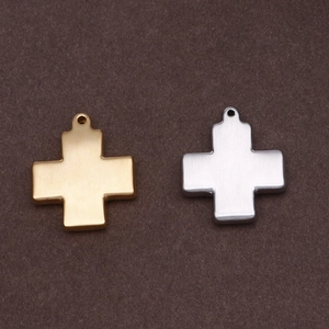 Polierte Edelstahl-Kreuzanhänger in Gold und Silber für DIY-Schmuckherstellung