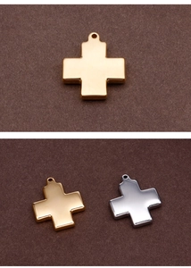 Detailansicht der Edelstahl-Kreuzanhänger in Gold und Silber für DIY-Schmuckherstellung
